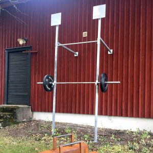 Enkelrigg med skivstång och vikter 108kg samt fjäderlås